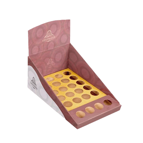 Cosmetic display box with full-color printing and custom cut insert for tubes and jars