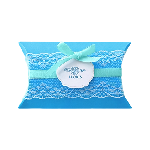 Premium pillow box with elegant design and customized ribbon, suitable for jewelry packaging.